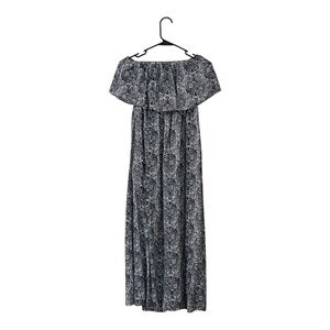 Yidarton Chic Sleeveless, Strapless Navy Blue and White Paisley Dress, Size S